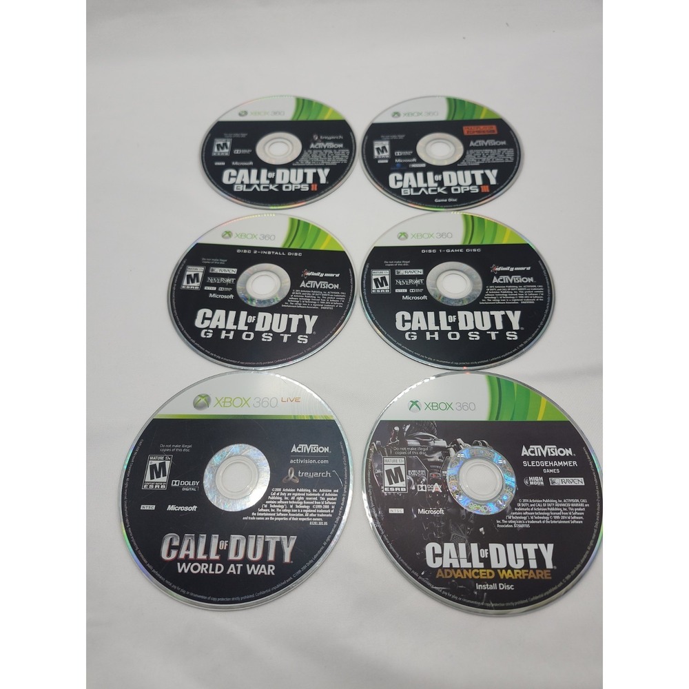 Call Of Duty Game Bundle: Ghosts, World At War, Advanced Warfare, Black Ops 2&3